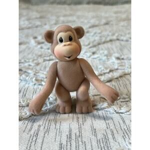 Vintage Flocked Monkey Figurine Toy